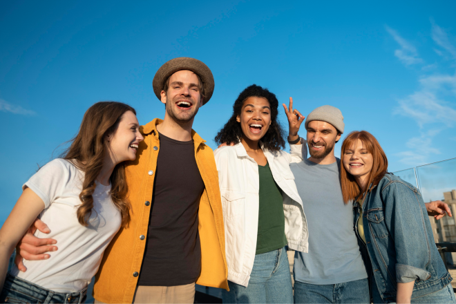 medium shot happy friends outdoors 1